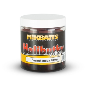 Mikbaits Halibutky v dipu 250ml 14mm Česnek Halibut 