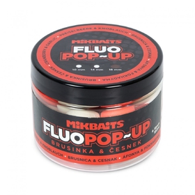 Mikbaits Plovoucí Boilies Fluo Brusinka Česnek 150ml 18mm