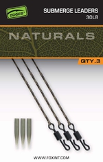 Fox Montáž Naturals Submerged Heli Rigs Leaders 75 cm 30 lb 3 ks