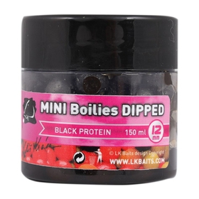 LK Baits Mini Boilies in Dip 150 ml 12 mm Black Protein 