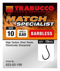 Trabucco háček Match Specialist Barbless Velikost 12 15 ks